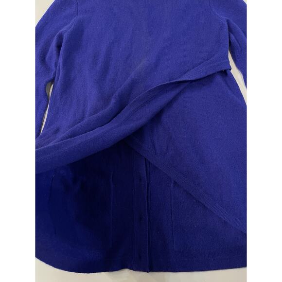 Women's Autumn Cashmere Cardigan Sweater Split Back Blue Size S Lightweight - Picture 5 of 5